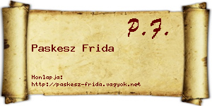 Paskesz Frida névjegykártya